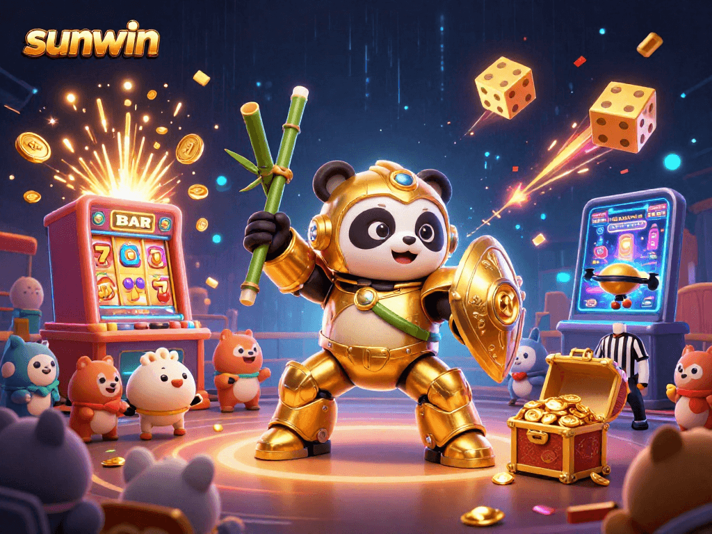 Experience sunwin's thrilling slot action in an electrifying 3D illustration with vibrant casino elements.
