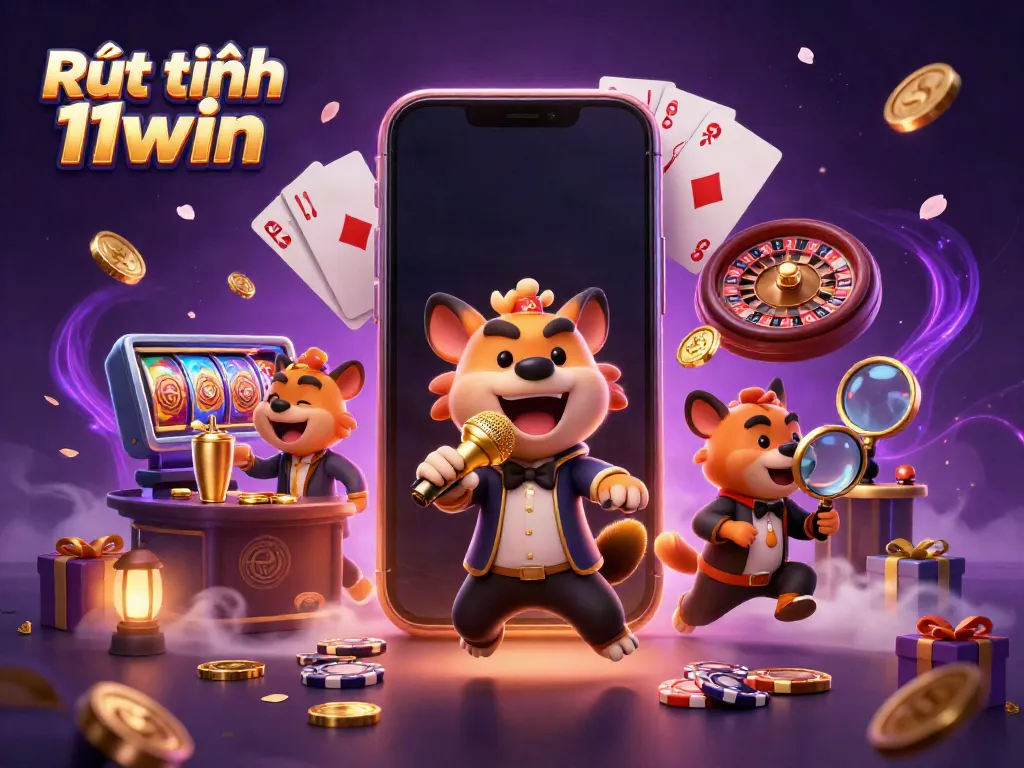 Engaging illustration showcasing Rút tiền 11win with hyenas in a comedy casino setting, enhancing gaming excitement.