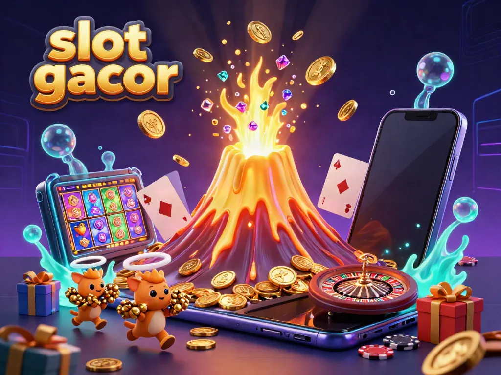 Experience thrilling slot gacor action with a golden volcano, treasure, and glorious game elements.