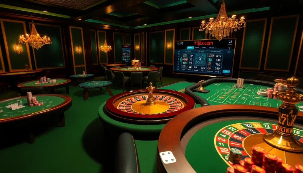 Players engaging at a vibrant casino table while showcasing 11jili7 com extraordinary online gaming experience.