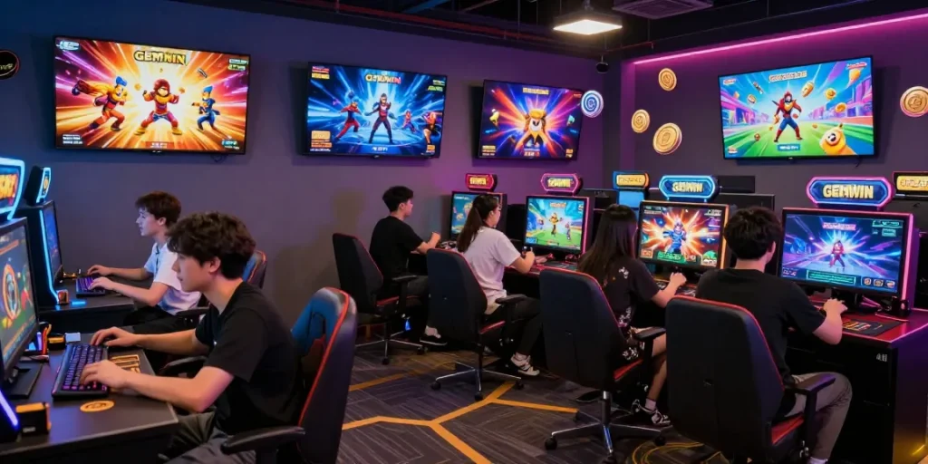 Exciting online gaming experience at https://gemwin.pics/ with players enjoying diverse games, vibrant graphics, and engaging atmosphere.