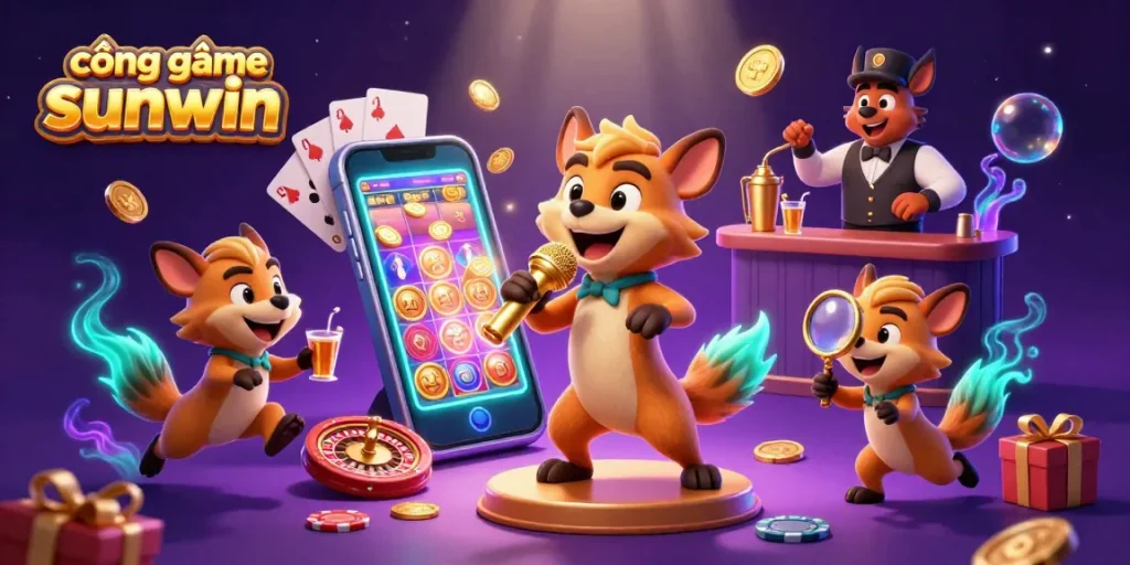 Engage with thrilling gameplay at cổng game sunwin with lively hyenas in a vibrant casino scene.
